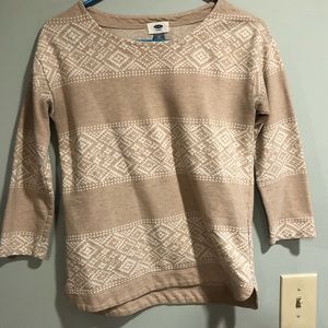 Old Navy tan and white geometric print sweater XS
